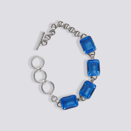 Sterling silver bracelet with blue siberian quartz