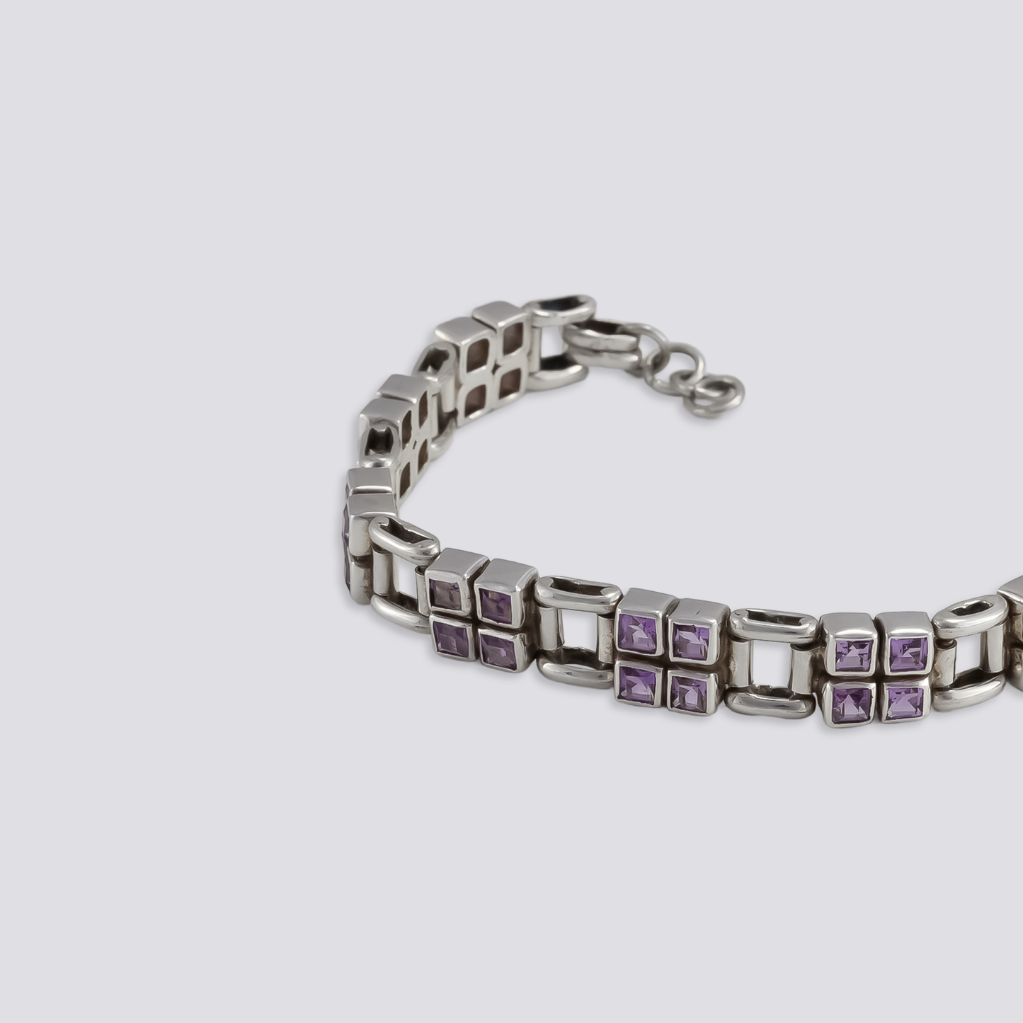 Sterling silver bracelet with purple amethyst stone