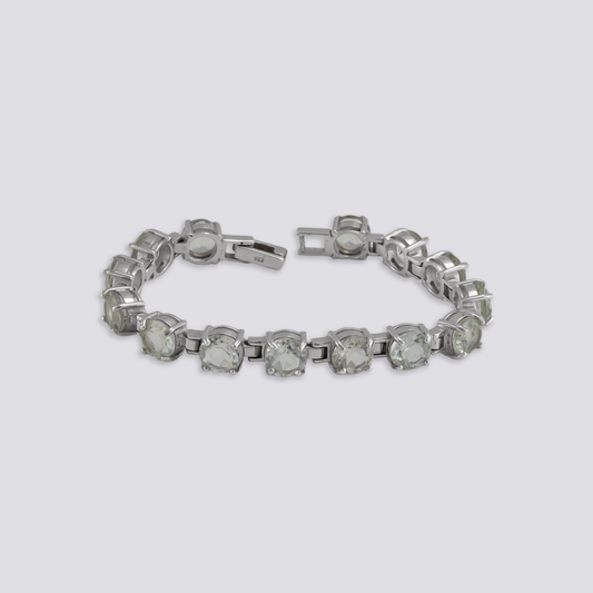 Sterling silver bracelet with green amethyst