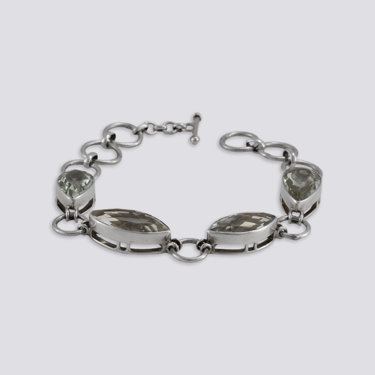 Sterling silver bracelet with green amethyst