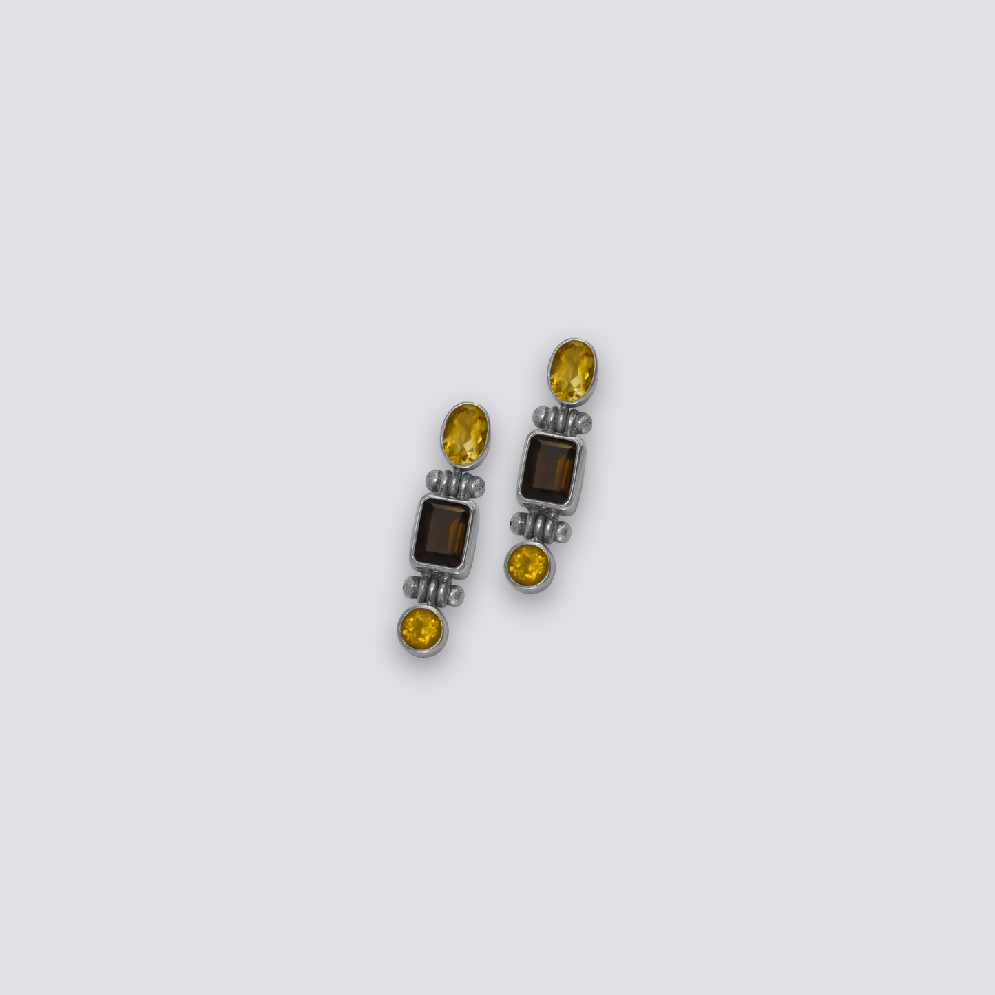 Sterling silver earrings with yellow citrine stone