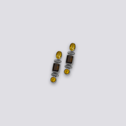 Sterling silver earrings with yellow citrine stone