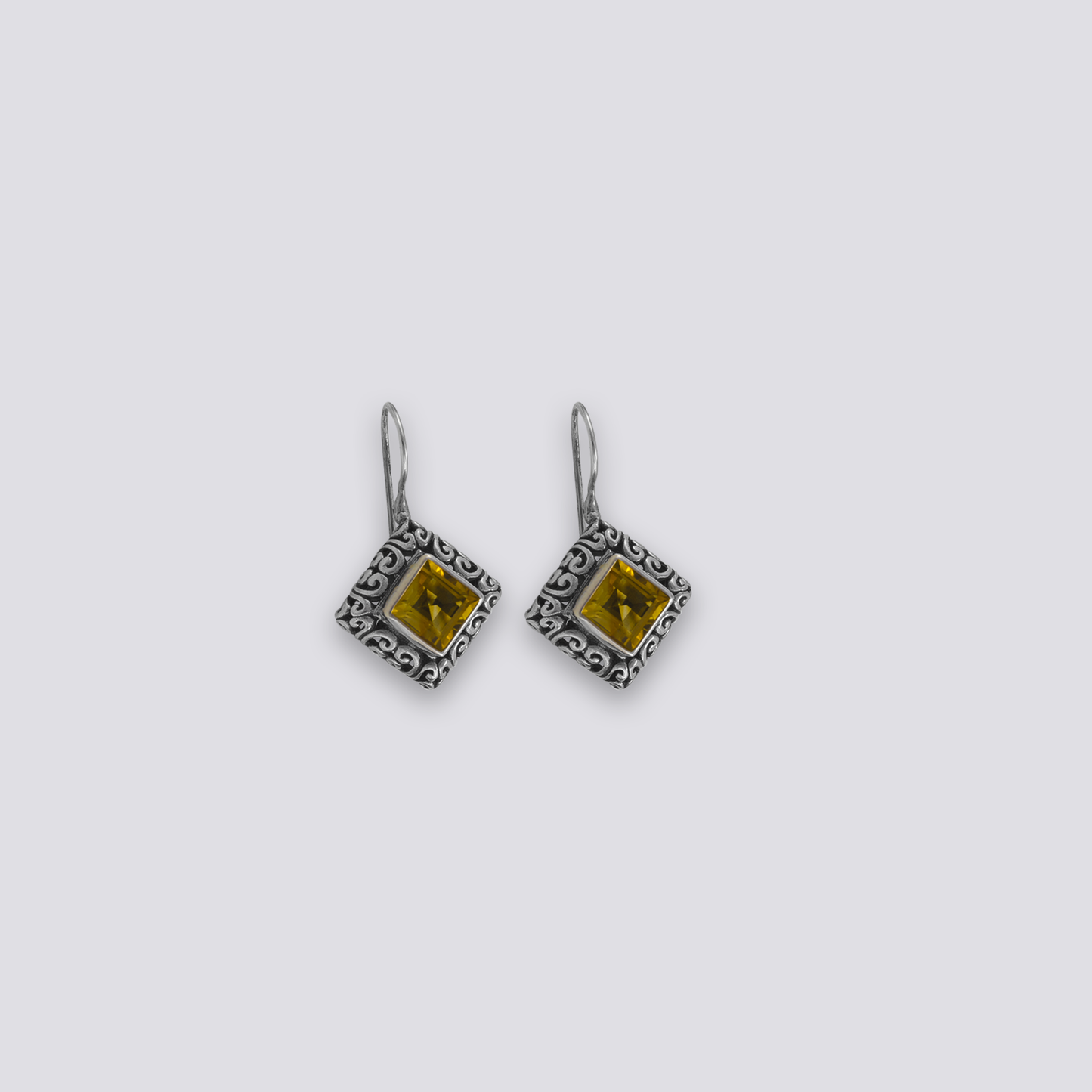 Sterling silver earrings with yellow citrine stone