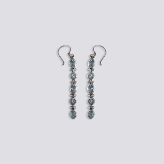 Sterling silver earrings with blue topaz stones