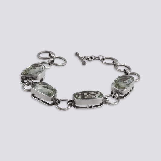 Sterling silver bracelet with green amethyst