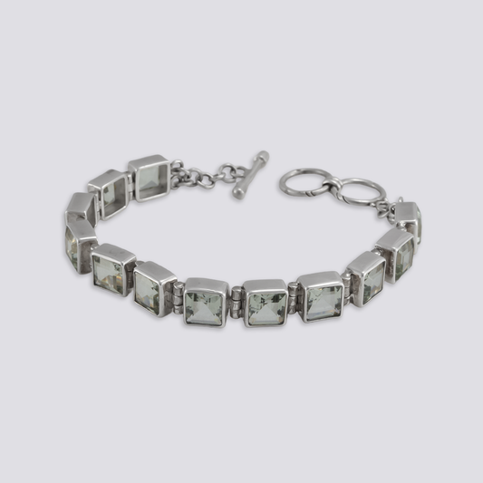 Sterling silver bracelet with green amethyst