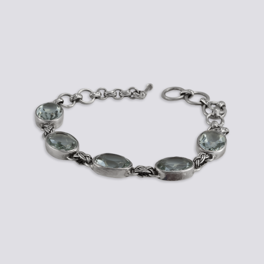 Sterling silver bracelet with green amethyst