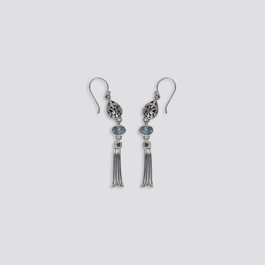 Sterling silver earrings with blue topaz stones