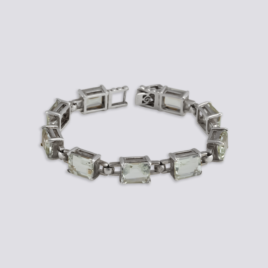 Sterling silver bracelet with green amethyst