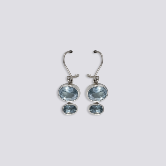 Sterling silver earrings with blue topaz stones