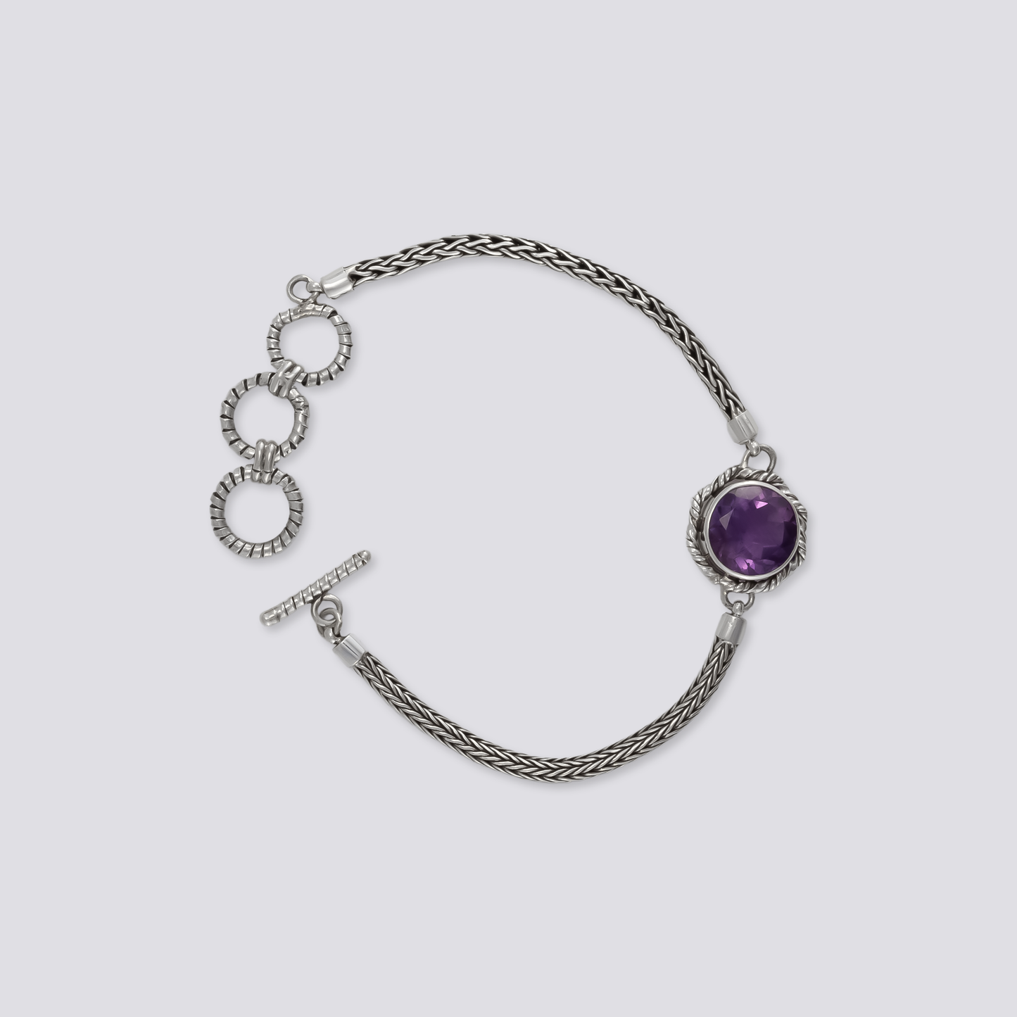 Sterling silver bracelet with amethyst stone