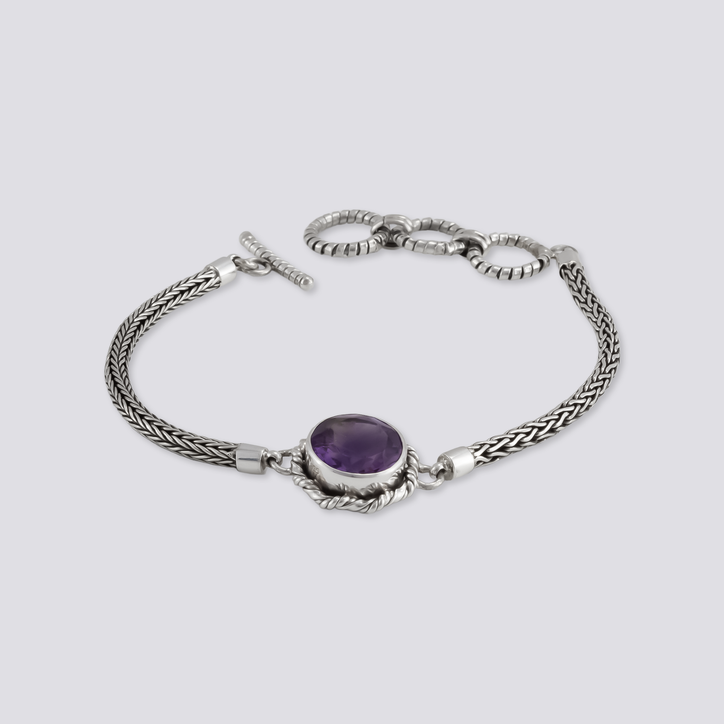 Sterling silver bracelet with amethyst stone