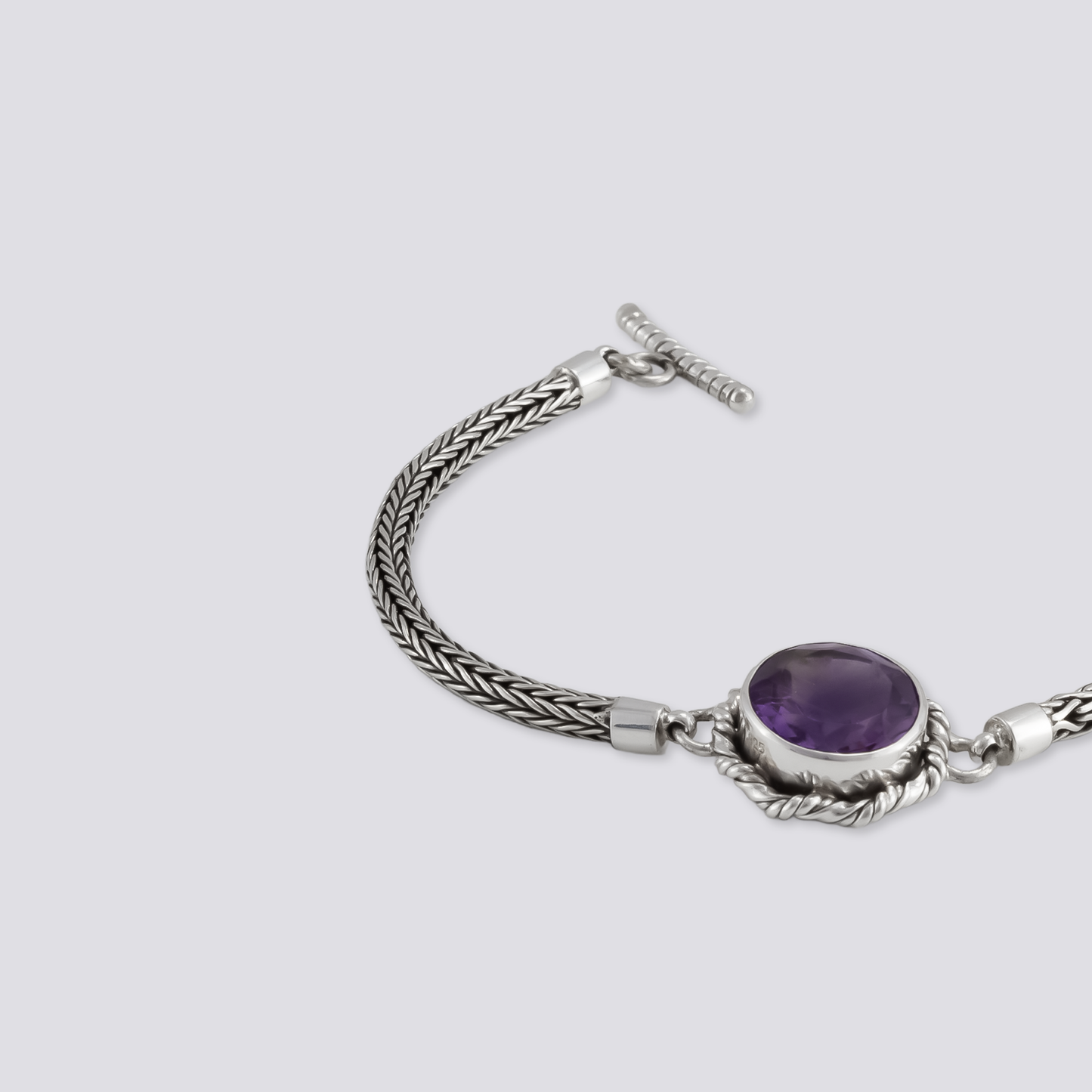 Sterling silver bracelet with amethyst stone