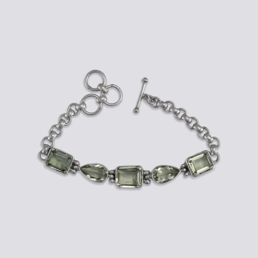 Sterling silver bracelet with green amethyst