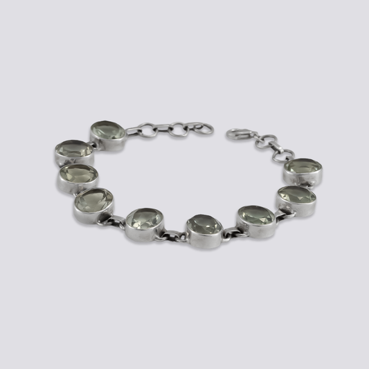 Sterling silver bracelet with green amethyst