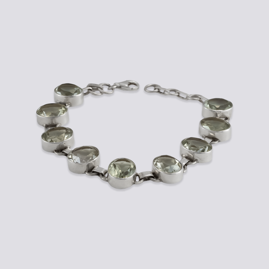 Sterling silver bracelet with green amethyst