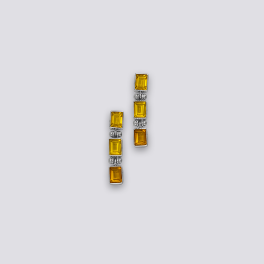 Sterling silver earrings with yellow citrine stone