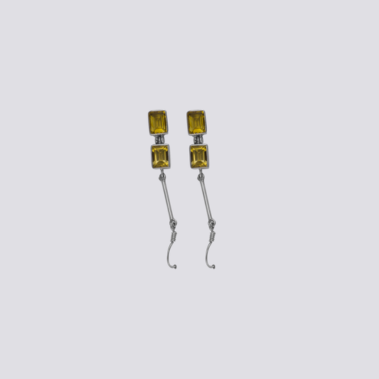 Sterling silver earrings with yellow citrine stone