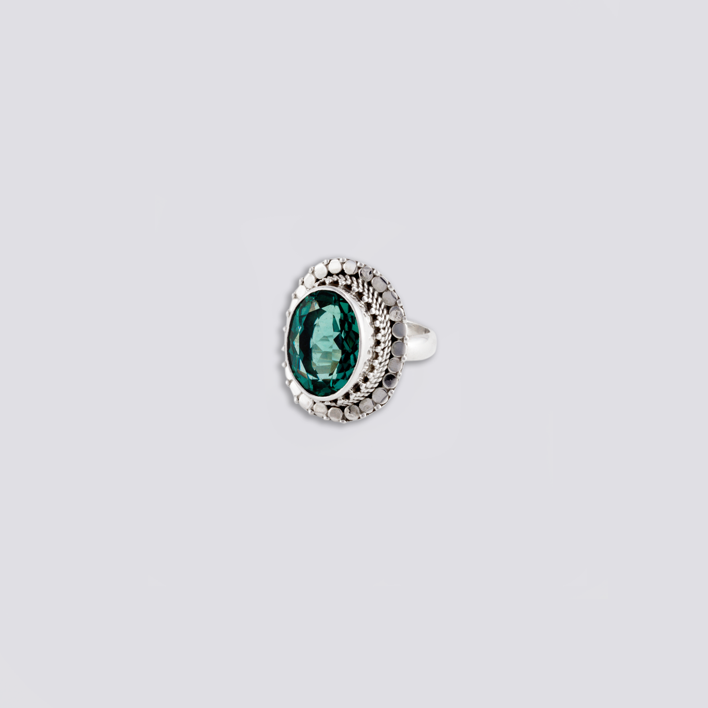 Sterling sliver ring with green quartz