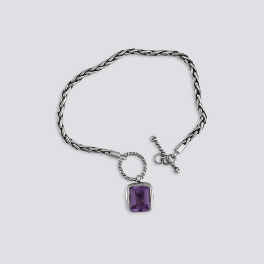 Sterling silver bracelet with amethyst stone
