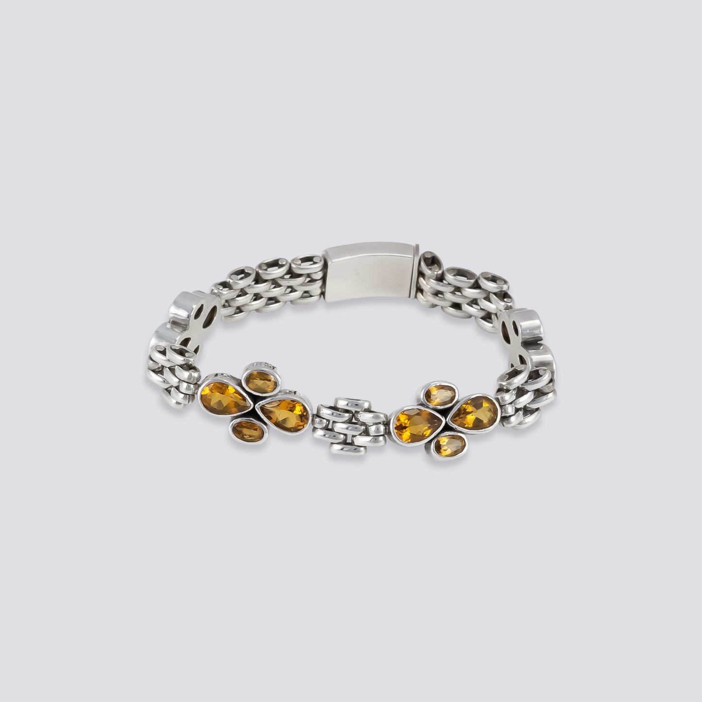 Sterling silver bracelet with citrine stones