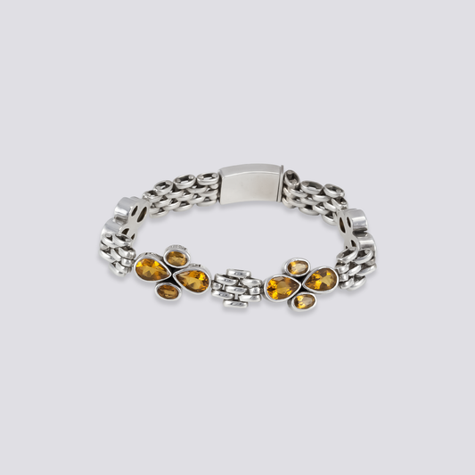 Sterling silver bracelet with citrine stones