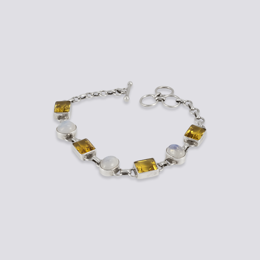 Sterling silver bracelet with citrine stones