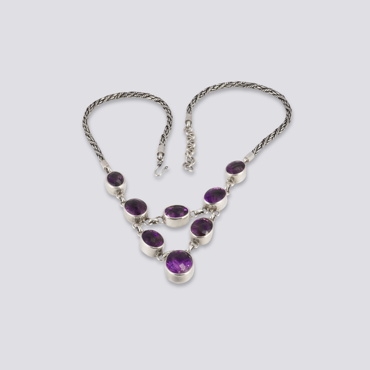 Sterling silver necklace with purple amethyst stone