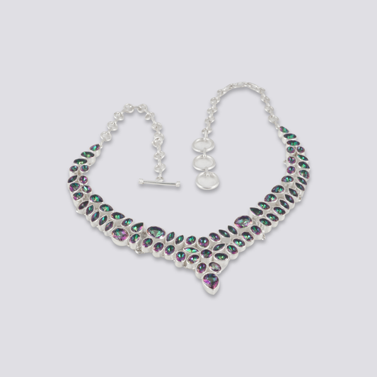 Sterling silver necklace with mystic topaz