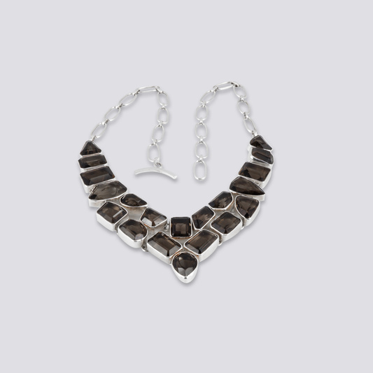 Sterling silver necklace with smokey quartz