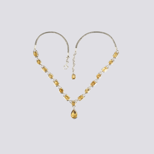 Sterling silver necklace with citrine stone