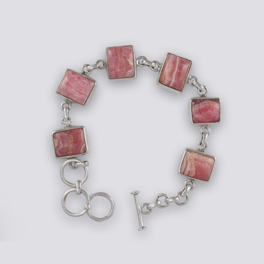 Sterling silver bracelet with rhodochrosite stones