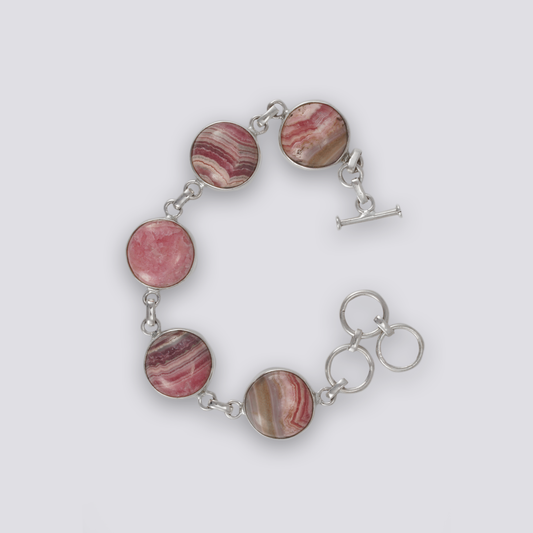 Sterling silver bracelet with rhodochrosite stones