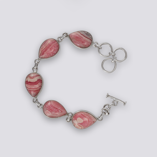 Sterling silver bracelet with rhodochrosite stones