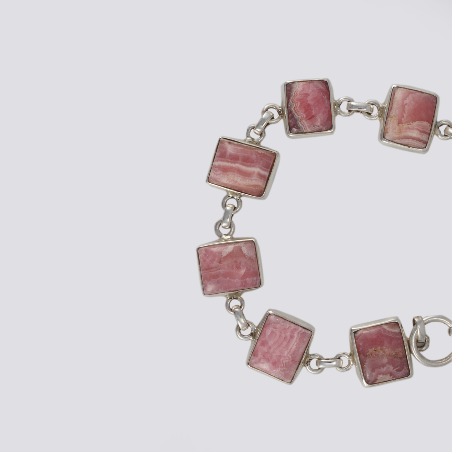 Sterling silver bracelet with rhodochrosite stones