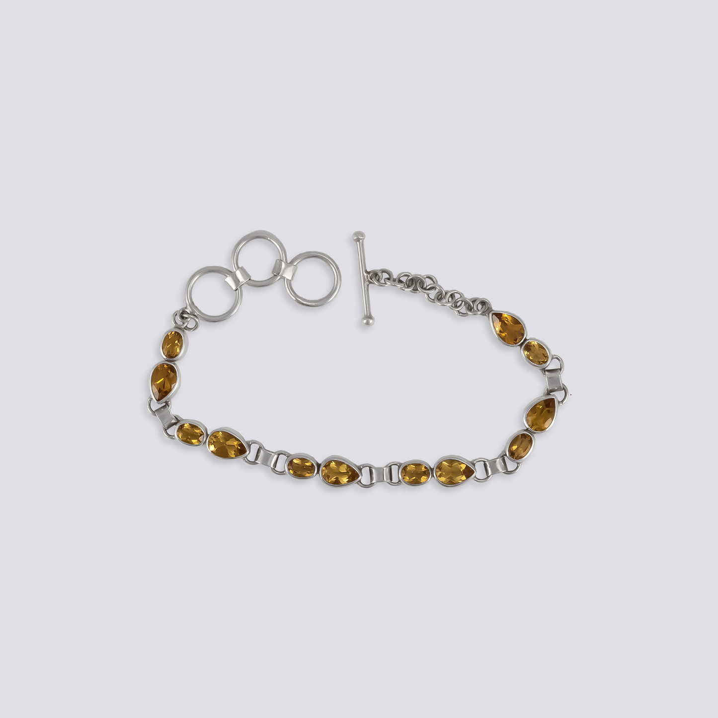 Sterling silver bracelet with citrine stones