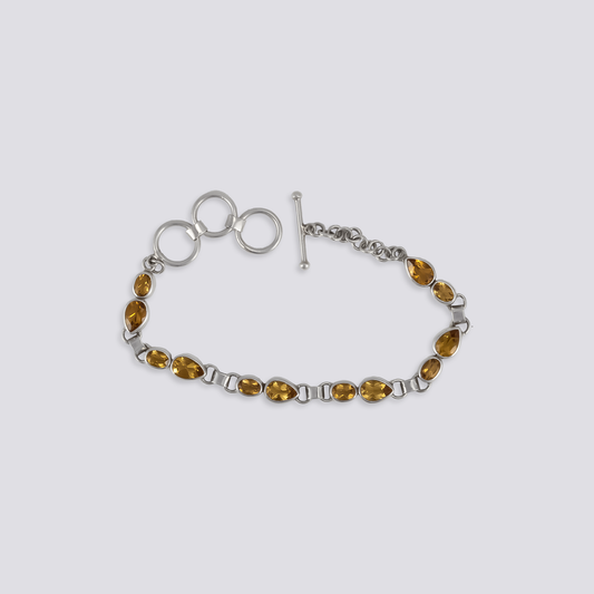 Sterling silver bracelet with citrine stones