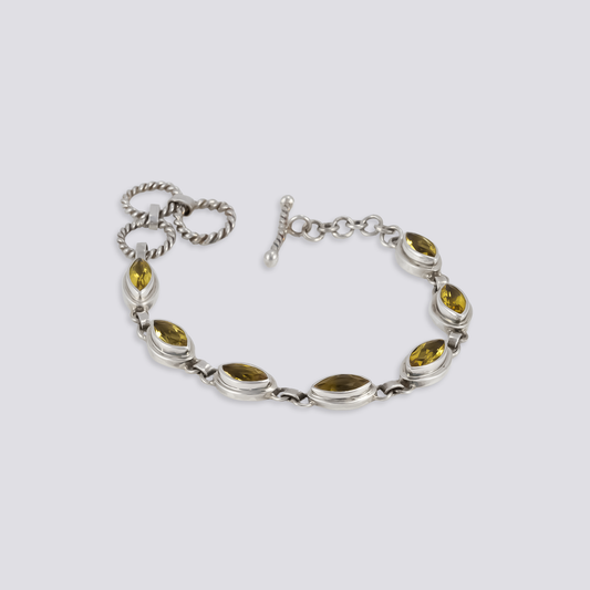 Sterling silver bracelet with citrine stones