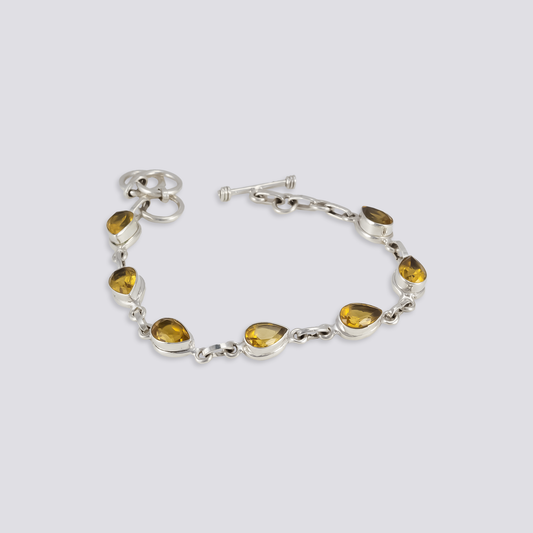 Sterling silver bracelet with citrine stones