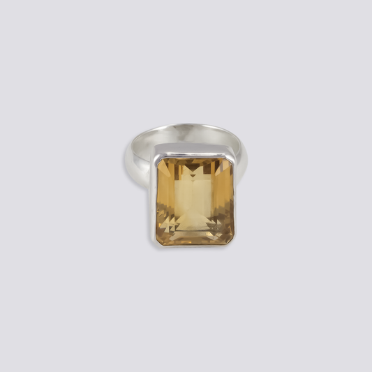 Sterling silver ring with citrine stone