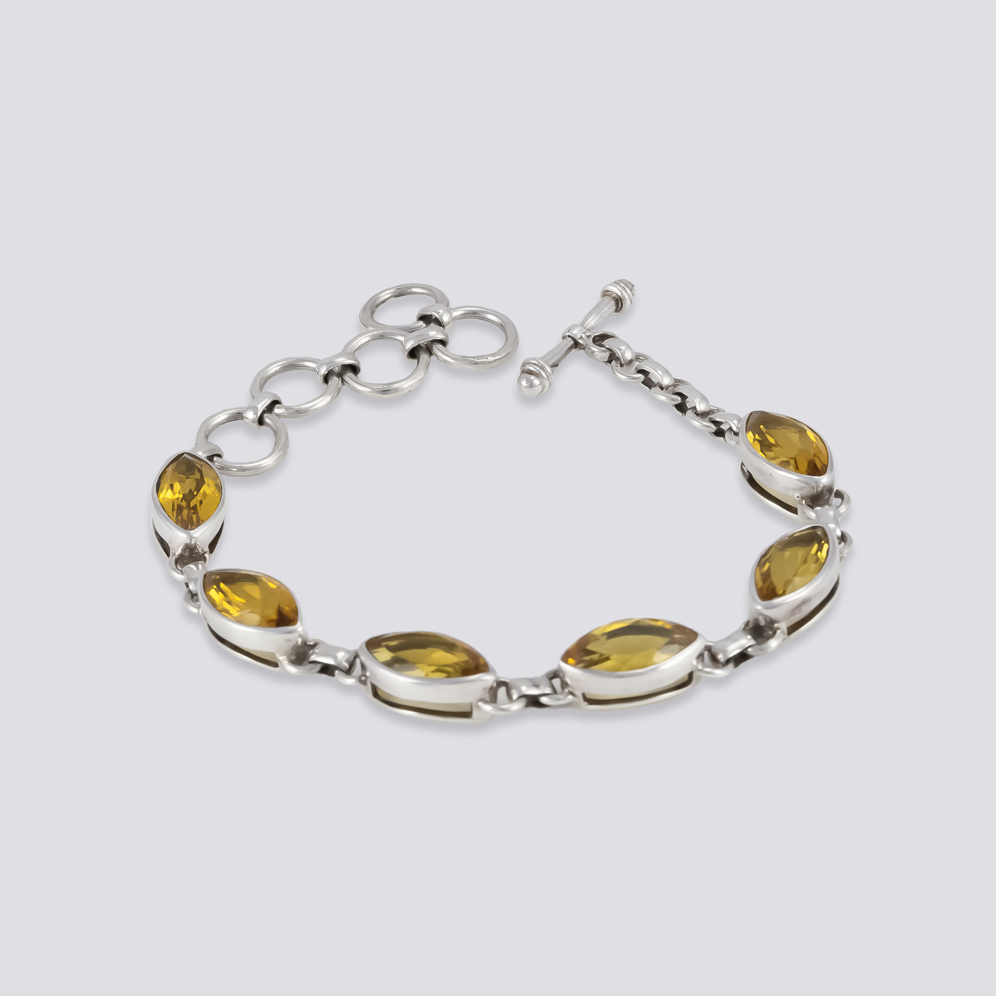 Sterling silver bracelet with citrine stone