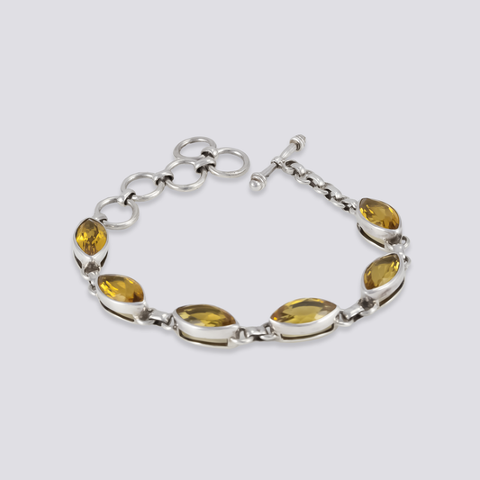 Sterling silver bracelet with citrine stone