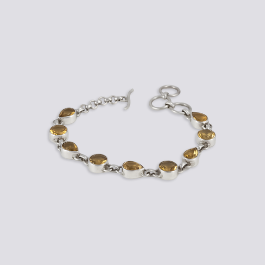 Sterling silver bracelet with citrine stones