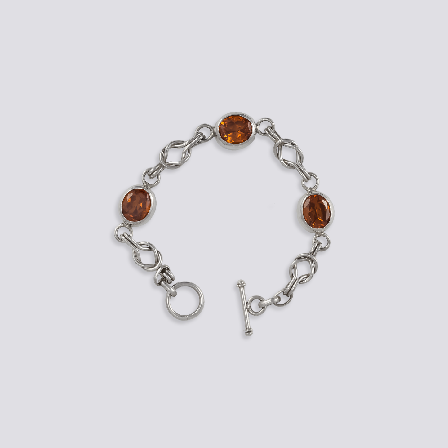 Sterling silver bracelet with citrine stone