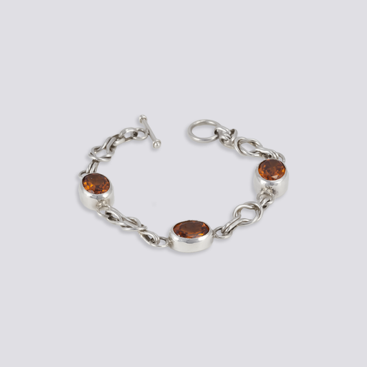 Sterling silver bracelet with citrine stone