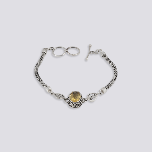 Sterling silver bracelet with citrine stone